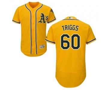 Oakland Athletics 60 Andrew Triggs Gold Flexbase Authentic Collection Stitched Baseball Jersey