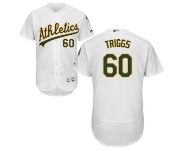 Oakland Athletics 60 Andrew Triggs White Flexbase Authentic Collection Stitched Baseball Jersey