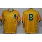 Oakland Athletics #8 Joe Morgan 1984 Mesh BP Yellow Throwback Jersey