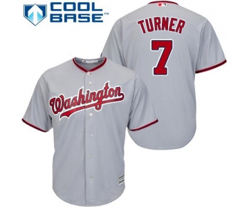 Nationals #7 Trea Turner Grey Cool Base Stitched Youth Baseball Jersey