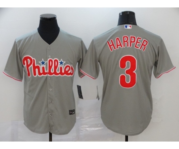 Men's Philadelphia Phillies #3 Bryce Harper Gray Stitched MLB Cool Base Nike Jersey
