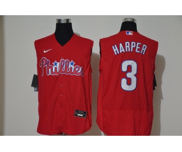 Men's Philadelphia Phillies #3 Bryce Harper Red 2020 Cool and Refreshing Sleeveless Fan Stitched Flex Nike Jersey