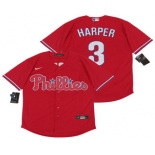Men's Philadelphia Phillies #3 Bryce Harper Red Stitched MLB Cool Base Nike Jersey