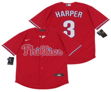 Men's Philadelphia Phillies #3 Bryce Harper Red Stitched MLB Cool Base Nike Jersey