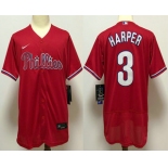 Men's Philadelphia Phillies #3 Bryce Harper Red Stitched MLB Flex Base Nike Jersey