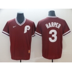 Men's Philadelphia Phillies 3 Bryce Harper Red Throwback Jersey