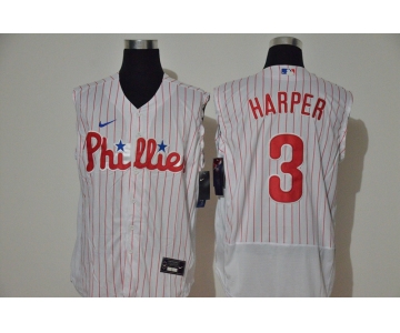 Men's Philadelphia Phillies #3 Bryce Harper White 2020 Cool and Refreshing Sleeveless Fan Stitched Flex Nike Jersey