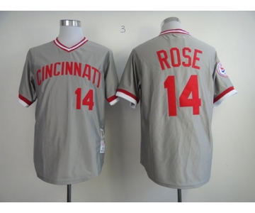 Cincinnati Reds #14 Pete Rose 1976 Gray Throwback Jersey