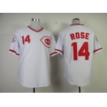 Cincinnati Reds #14 Pete Rose 1976 White Throwback Jersey