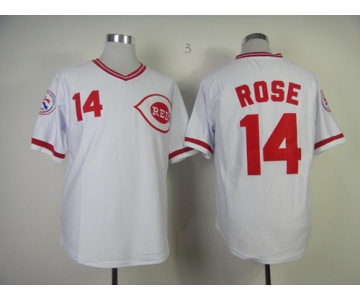 Cincinnati Reds #14 Pete Rose 1976 White Throwback Jersey