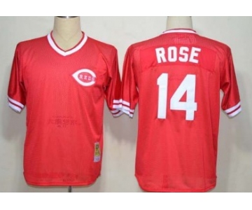 Cincinnati Reds #14 Pete Rose Mesh BP Red Throwback Jersey