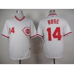 Men's Cincinnati Reds #14 Pete Rose 1990 White Pullover Jersey