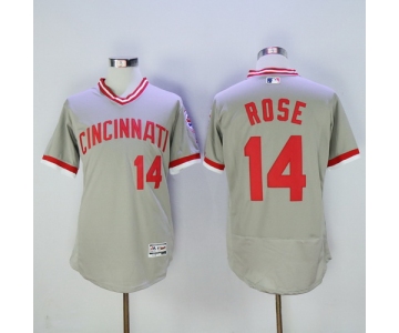 Men's Cincinnati Reds #14 Pete Rose Retired Gray Pullover 2016 Flexbase Majestic Baseball Jersey