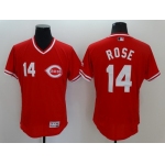 Men's Cincinnati Reds #14 Pete Rose Retired Red Pullover 2016 Flexbase Majestic Baseball Jersey