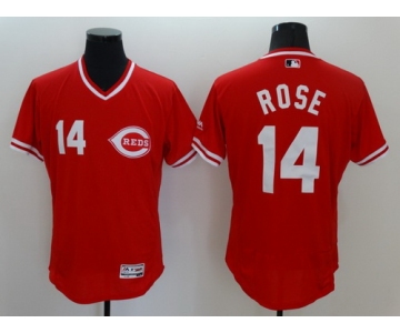 Men's Cincinnati Reds #14 Pete Rose Retired Red Pullover 2016 Flexbase Majestic Baseball Jersey