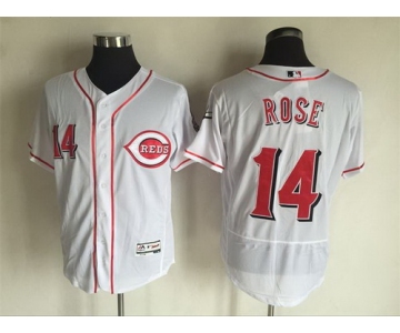 Men's Cincinnati Reds #14 Pete Rose Retired White 2016 Flexbase Majestic Baseball Jersey