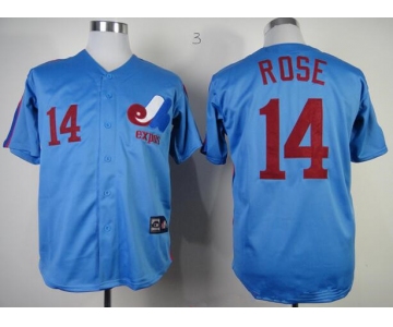 Men's Montreal Expos #14 Pete Rose 1982 Royal Blue Majestic Cool Base Cooperstown Collection Player Jersey