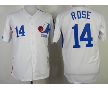 Men's Montreal Expos #14 Pete Rose 1982 White Mitchell & Ness Jersey