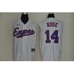 Men's Montreal Expos #14 Pete Rose White Cooperstown Collection 2020 Cool and Refreshing Sleeveless Fan Stitched MLB Nike Jersey