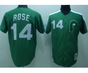Men's Philadelphia Phillies #14 Pete Rose 1976 Green Mitchell & Ness Throwback Jersey