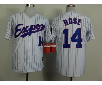 Montreal Expos #14 Pete Rose 1982 White Pinstripe Throwback Jersey
