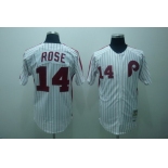 Philadelphia Phillies #14 Pete Rose 1976 White Throwback Jersey