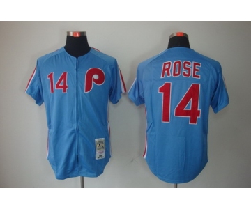 Philadelphia Phillies #14 Pete Rose 1980 Blue Throwback Jersey