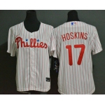 Youth Philadelphia Phillies #17 Rhys Hoskins White Stitched MLB Cool Base Nike Jersey