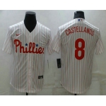 Men's Philadelphia Phillies #8 Nick Castellanos White Stitched MLB Cool Base Nike Jersey