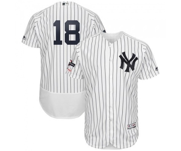 New York Yankees #18 Didi Gregorius Majestic 2019 Postseason Authentic Flex Base Player White Navy Jersey