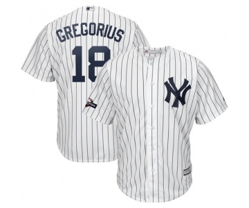 New York Yankees #18 Didi Gregorius Majestic 2019 Postseason Official Cool Base Player White Navy Jersey