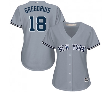 Yankees #18 Didi Gregorius Grey Road Women's Stitched Baseball Jersey