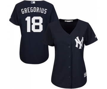 Yankees #18 Didi Gregorius Navy Blue Alternate Women's Stitched Baseball Jersey$20.99