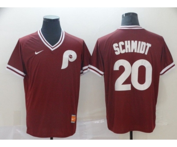 Men Philadelphia Phillies 20 Schmidt Red Game Throwback Nike 2022 MLB Jersey