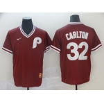 Men Philadelphia Phillies 32 Carlton Red Game Throwback Nike 2022 MLB Jersey