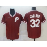 Men Philadelphia Phillies 32 Carlton Red Game Throwback Nike 2022 MLB Jersey