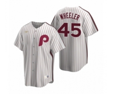 Mens Nike Philadelphia Phillies 45 Zack Wheeler White Cooperstown Collection Home Stitched Baseball Jersey