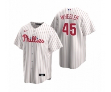 Mens Nike Philadelphia Phillies 45 Zack Wheeler White Home Stitched Baseball Jersey