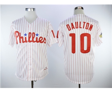 Men's Philadelphia Phillies #10 Darren Daulton White(Red Strip) New Cool Base Stitched MLB Jersey