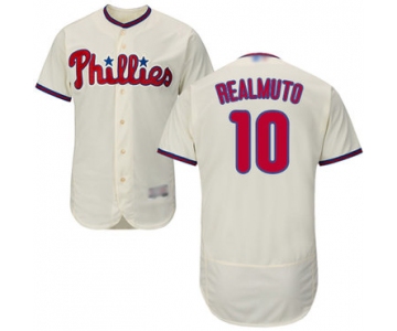 Men's Philadelphia Phillies #10 J. T. Realmuto Cream Flexbase Authentic Collection Stitched Baseball Jersey
