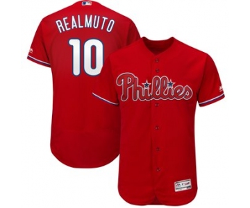 Men's Philadelphia Phillies #10 JT Realmuto Red Flex Base Jersey