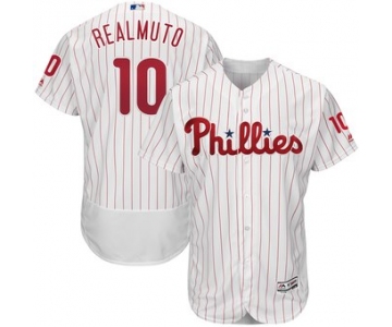 Men's Philadelphia Phillies #10 JT Realmuto White Home Flex Base Jersey
