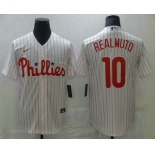 Men's Philadelphia Phillies #10 J.T. Realmuto White Stitched MLB Cool Base Nike Jersey