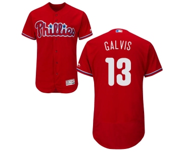 Men's Philadelphia Phillies #13 Freddy Galvis Red Alternate Stitched MLB Majestic Flex Base Jersey