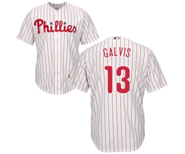 Men's Philadelphia Phillies #13 Freddy Galvis White Home Stitched MLB Majestic Cool Base Jersey