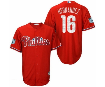 Men's Philadelphia Phillies #16 Cesar Hernandez Red 2017 Spring Training Stitched MLB Majestic Cool Base Jersey