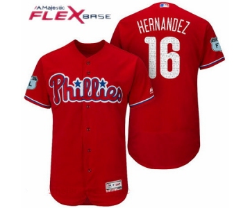 Men's Philadelphia Phillies #16 Cesar Hernandez Red 2017 Spring Training Stitched MLB Majestic Flex Base Jersey