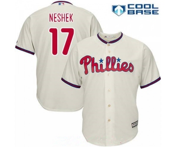 Men's Philadelphia Phillies #17 Pat Neshek Cream Alternate Gray Road Stitched MLB Majestic Cool Base