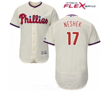 Men's Philadelphia Phillies #17 Pat Neshek Cream Alternate Stitched MLB Majestic Flex Base Jersey