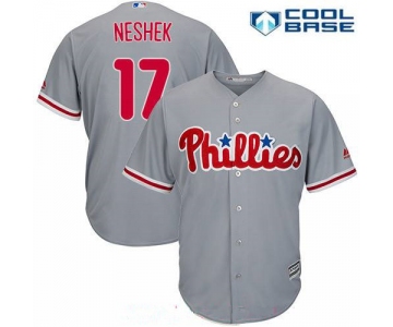 Men's Philadelphia Phillies #17 Pat Neshek Gray Home Stitched MLB Majestic Cool Base Jersey